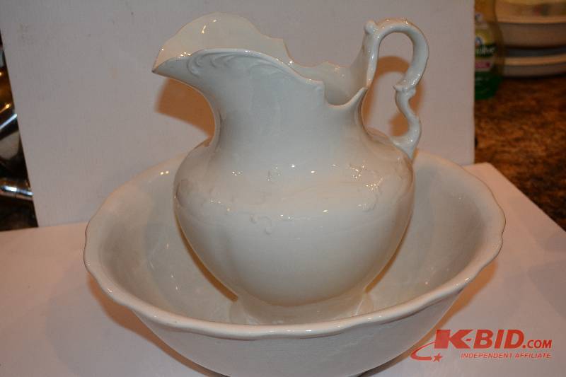 Vintage Ceramic Pitcher And Wash Bowl