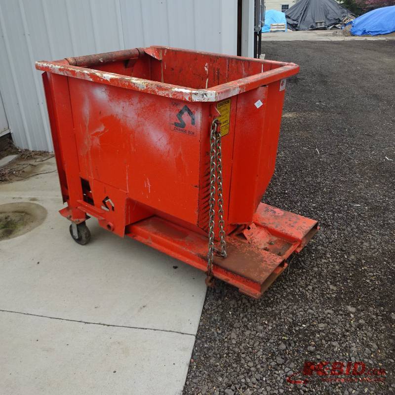 Orange box forklift dump box