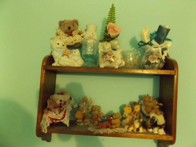 Wooden Shelf and Nicknacks