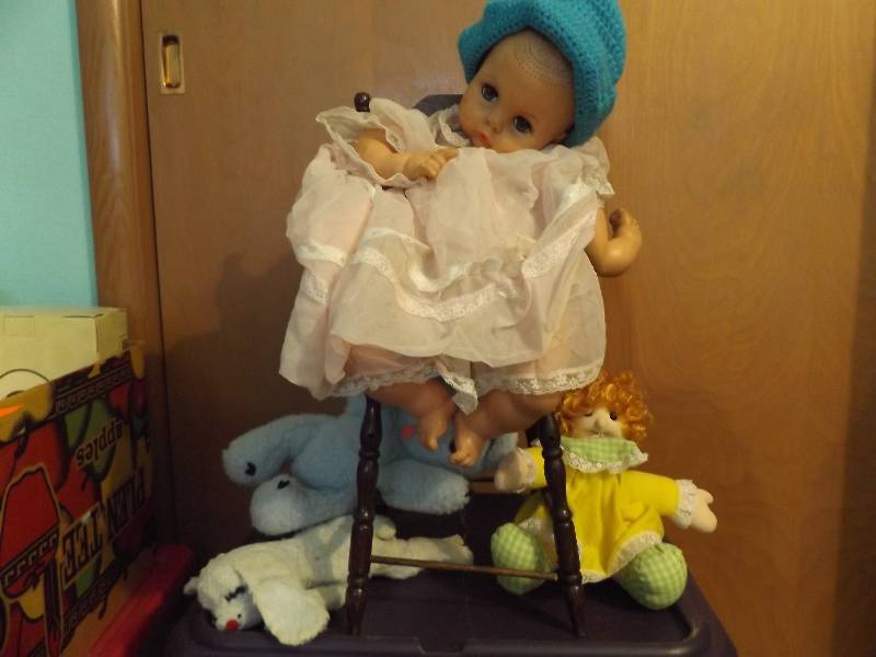 baby in high chair, two older stuff...