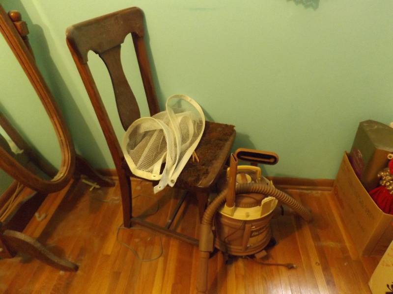 Old Leather Seat Oak Chair, Filter Queen Vacuum Works