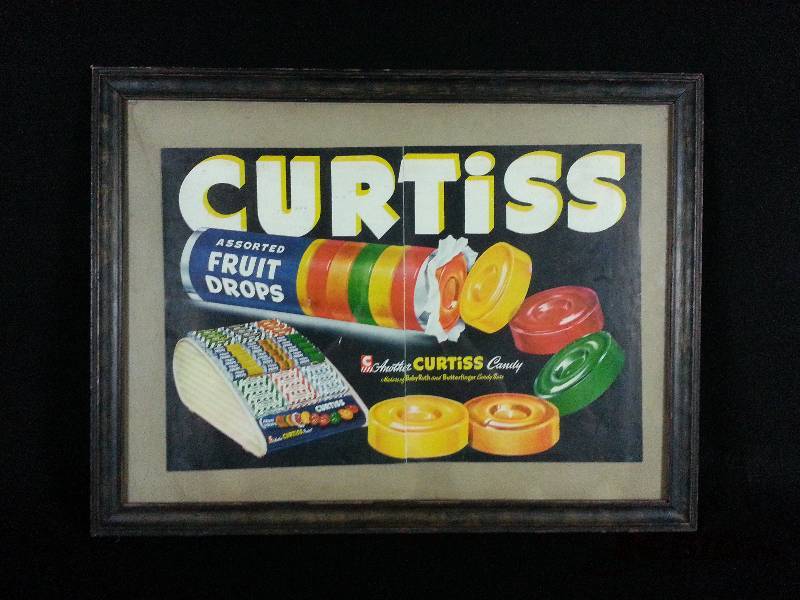 lot 7 image: 1940s Curtiss Framed Advertising