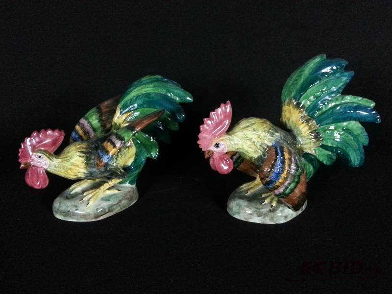lot 13 image: Italian Crafted Porcelain Roosters