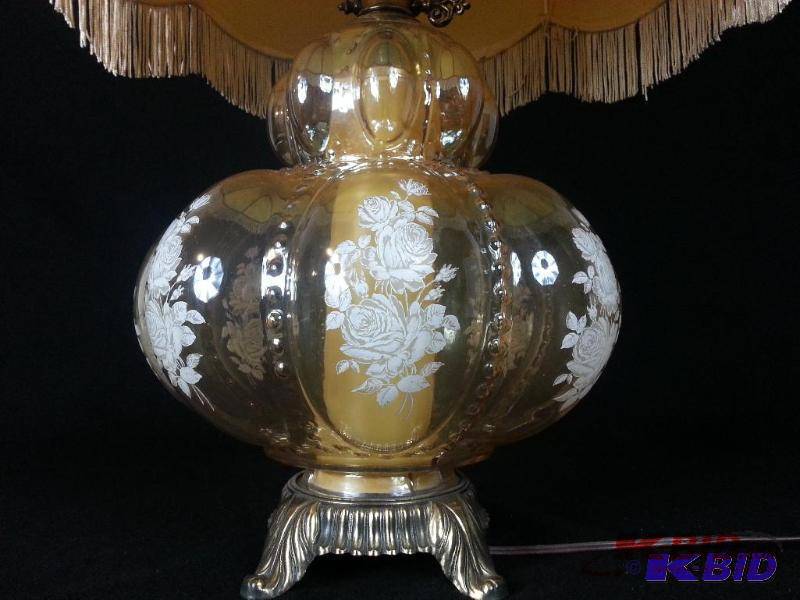Gorgeous Blown Glass Amber Double Lamp (Fenton)