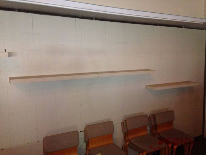 lot 32 image: Lot of (5) wall mounted IKEA shelves. All har...