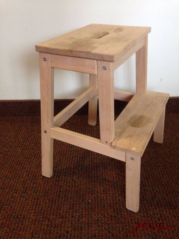 lot 71 image: Wooden IKEA step stool. Measures 16in wide, 1...