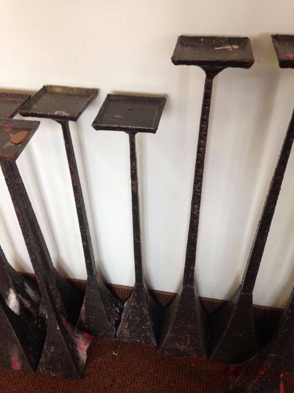 lot 75 image: Lot of (12) metal candle stands. Four measure...