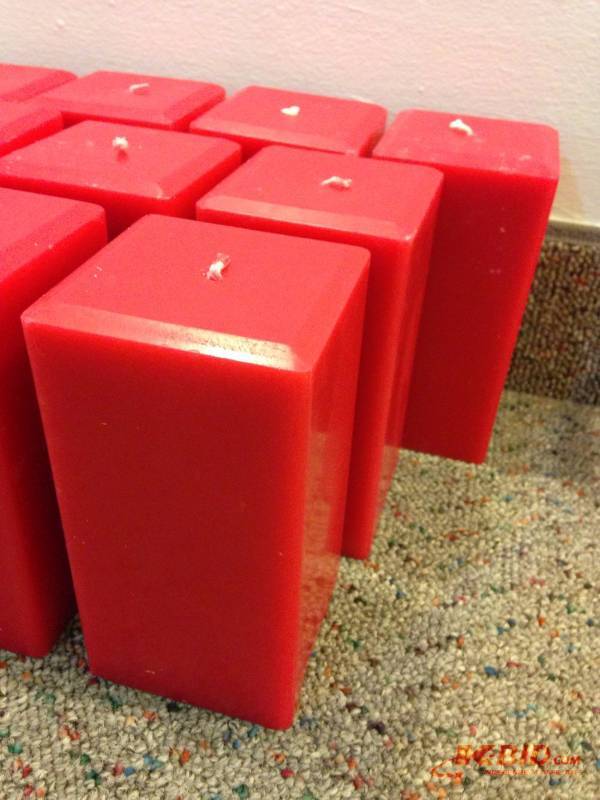 lot 95 image: Lot of (10) square unscented red candles, new...