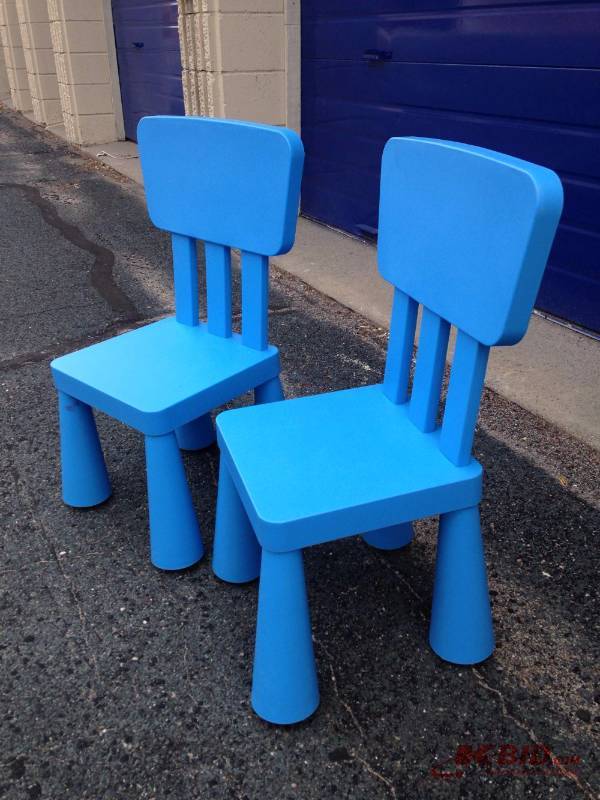 lot 154 image: Lot of (2) Blue Childrens IKEA chairs...