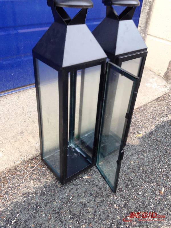 lot 159 image: Lot of (2) Lanterns 5" x 5" x 20&q...