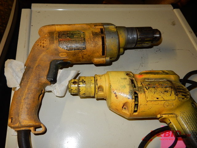 Dewalt 12 in Drill, Black and Decker I think 38 in drill