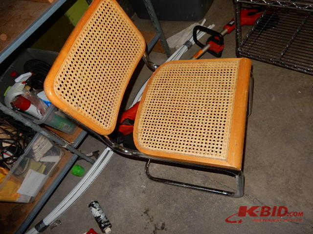 4 chrome and caned kitchen chairs