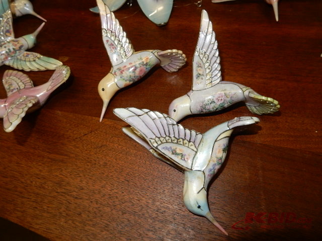 Bradford Collection Porcelain Hummingbird and Flower Set