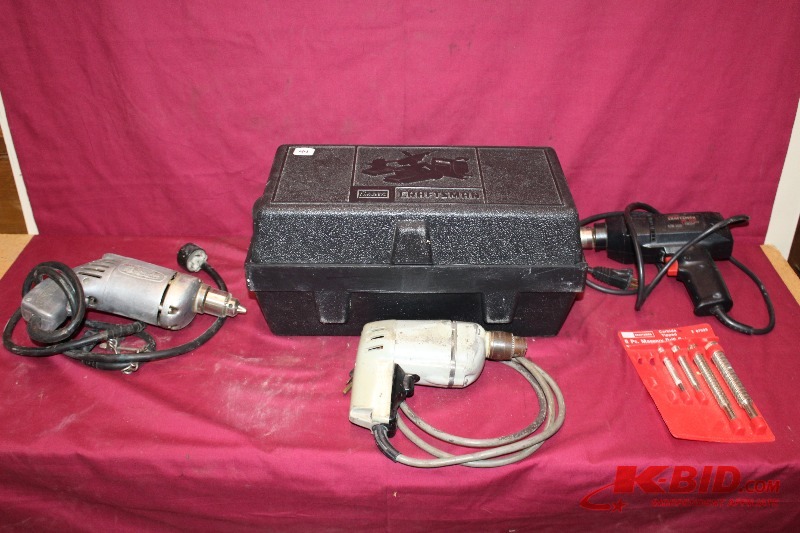 Tool Box of 3 Drils, Masonary Bits