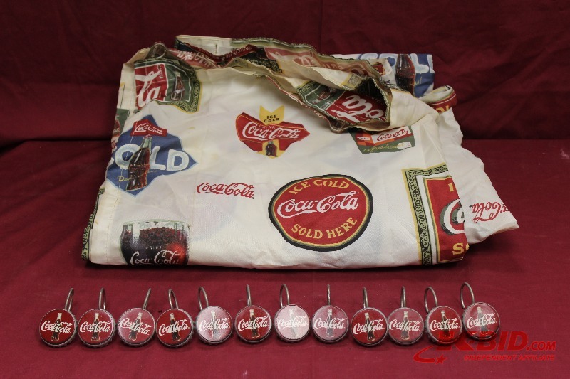 Coca-Cola Shower Curtain with Coca-Cola Shower Hooks