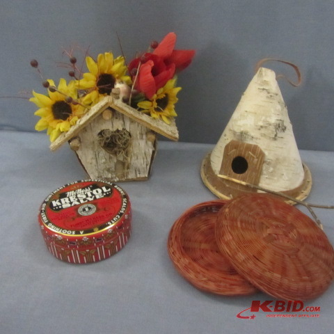 lot 32 image: Birch Bark, Birdhouse, Wicker