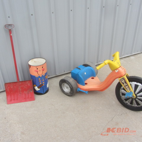 lot 126 image: Big Wheel, Snow Shovel