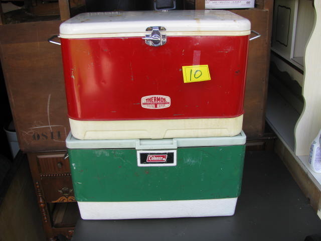 Two vintage camping coolers