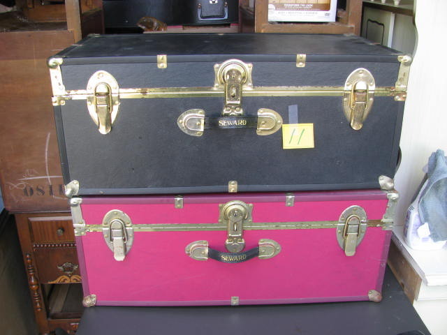 two travel trunks