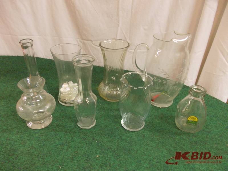 Box Lot - Glass Pitchers, Vases