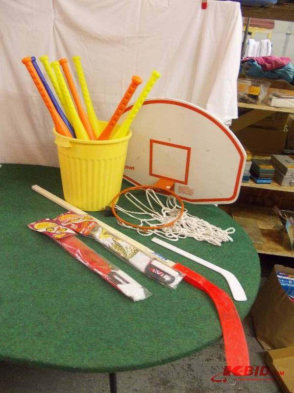 Basketball Hoop, Hockey Sticks, Bats, Kites