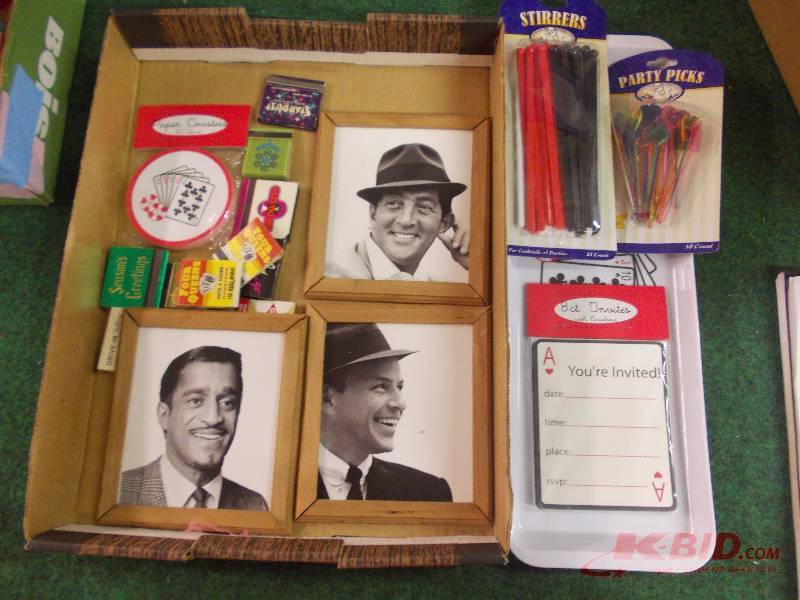 Box Lot - Rat Pack Pictures, Las Vegas Matches, Card Party Supplies