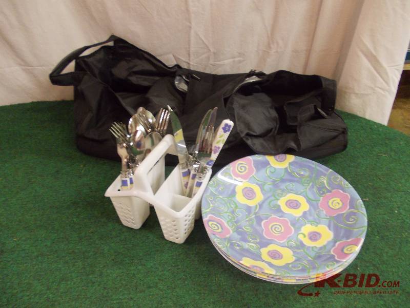 Box Lot - PicnicTailgating Dishes & Flatware, Insulated 3-Place Server