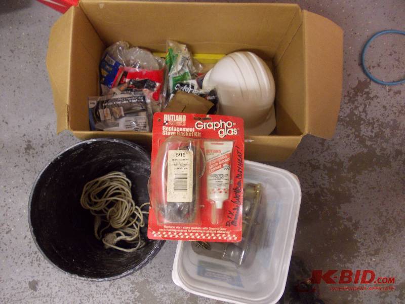 Box Lot - Hard Hat, Hardware, Knobs, Pails, More