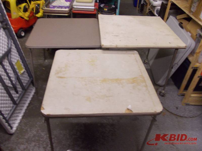 Lot Of 3-Folding Card Tables (1-On Wheels)