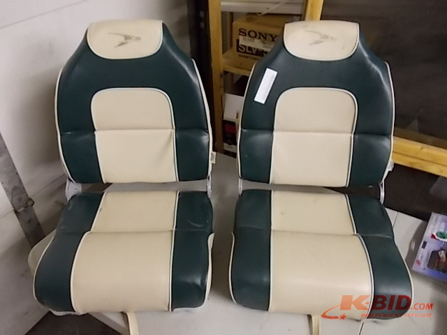 lot 66 image: 2-Folding Boat Chairs (Both Have Damage--Cracked Bottom--Broke Snaps)