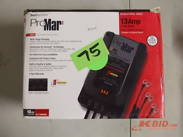 lot 75 image: Pro-Mar 13 Amp Marine Battery Charger