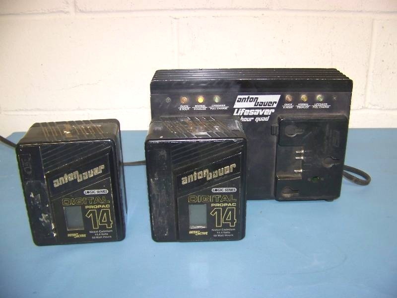 (2) Anton Bauer, Battery Packs and (1) Charging Unit for PARTS  REPAIR