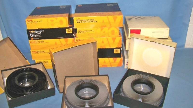 (20) Kodak, Slide Projector, Slide Trays  Carousels