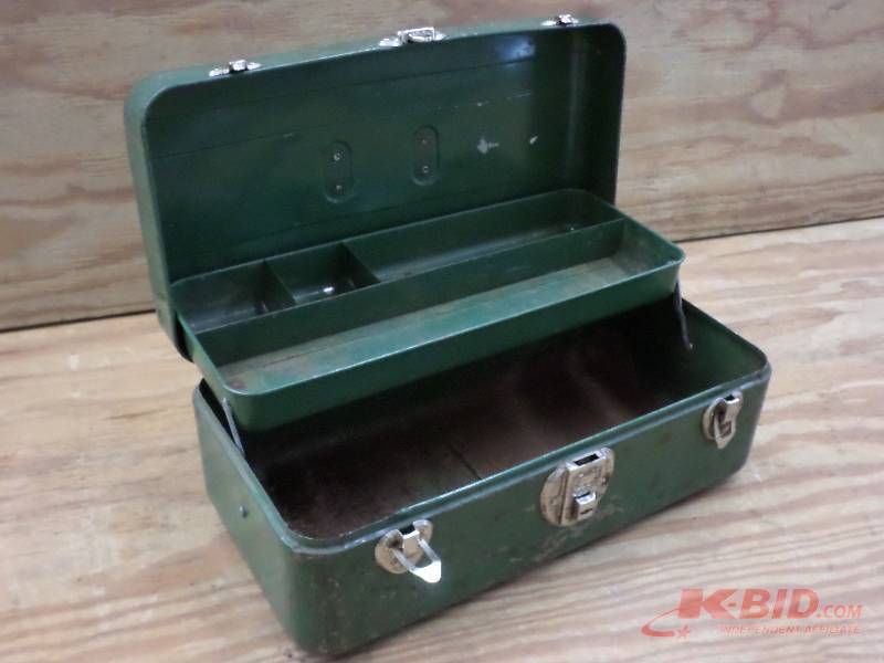 lot 11 image: Vintage Steel Tackle Box ...