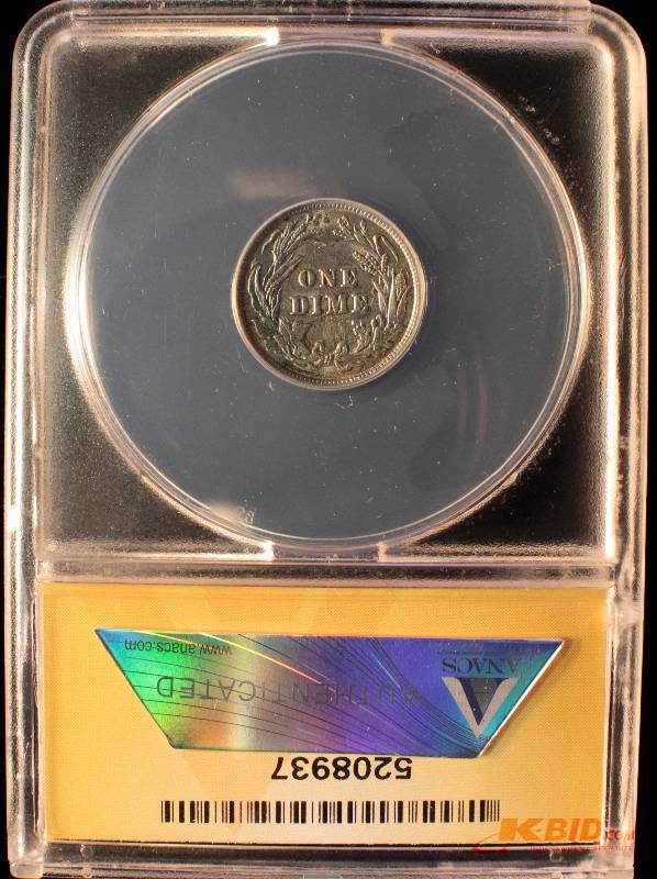 1899 BARBER SILVER DIME ANACS XF 45