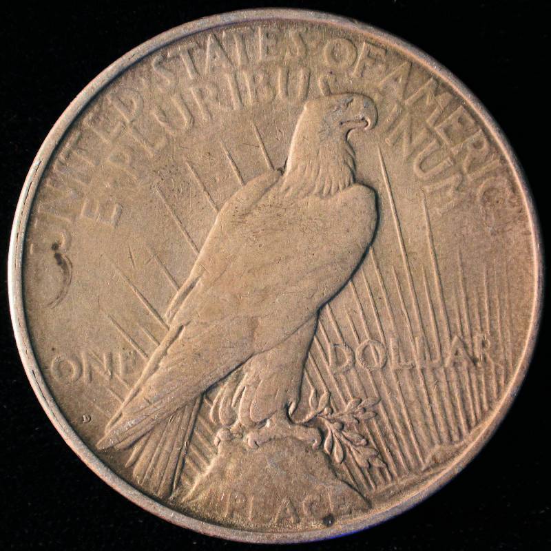 1922 D PEACE SILVER DOLLAR VF