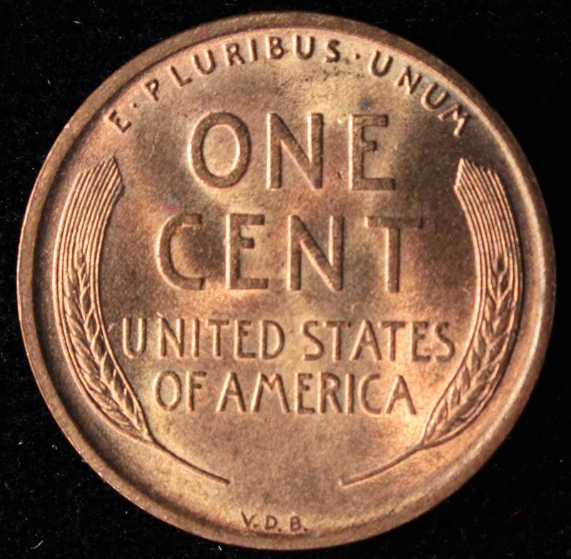1909 VDB LINCOLN WHEAT CENT BU UNC