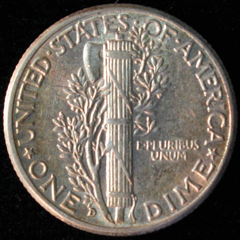 1944 D MERCURY SILVER DIME UNC