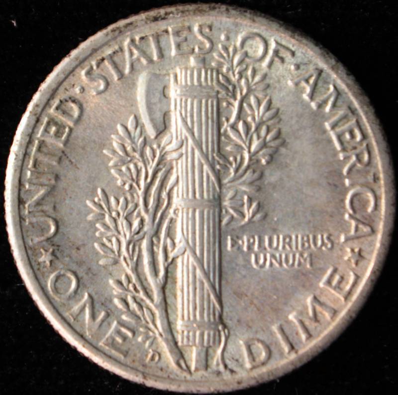 1944 D MERCURY SILVER DIME AU