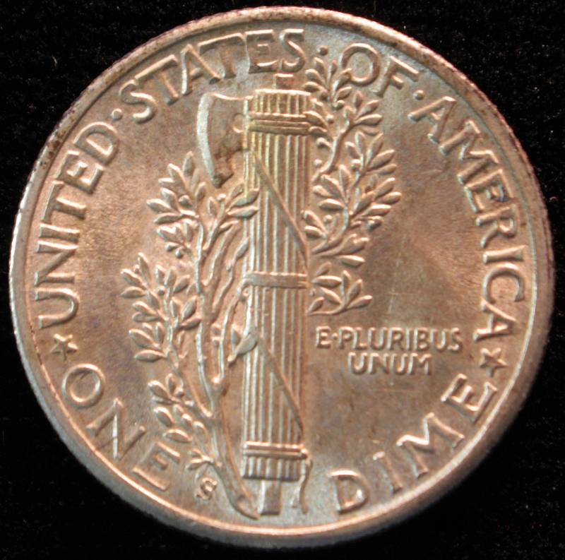 1944 S MERCURY SILVER DIME UNC