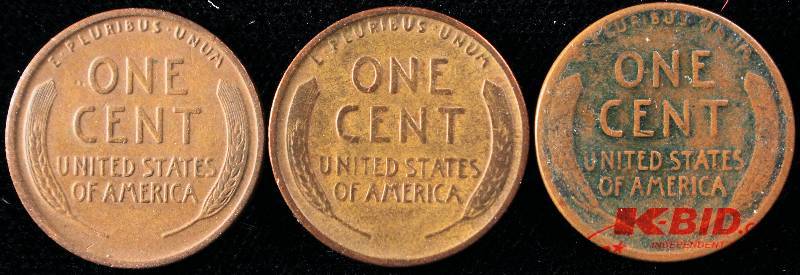 1921, 23 & 24-D WHEAT CENTS F-XF