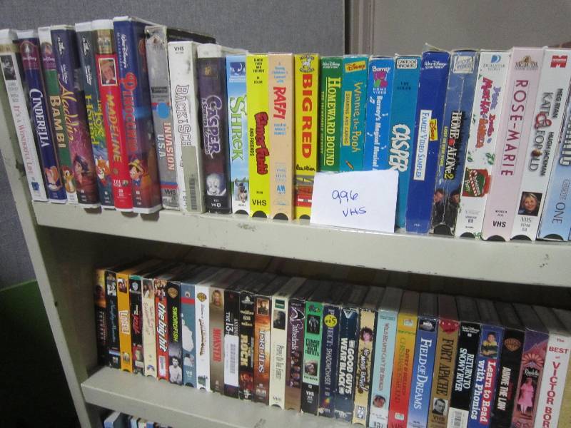2 FULL SHELVES OF VHS MOVIES JUNE BOOK AUCTION KBID