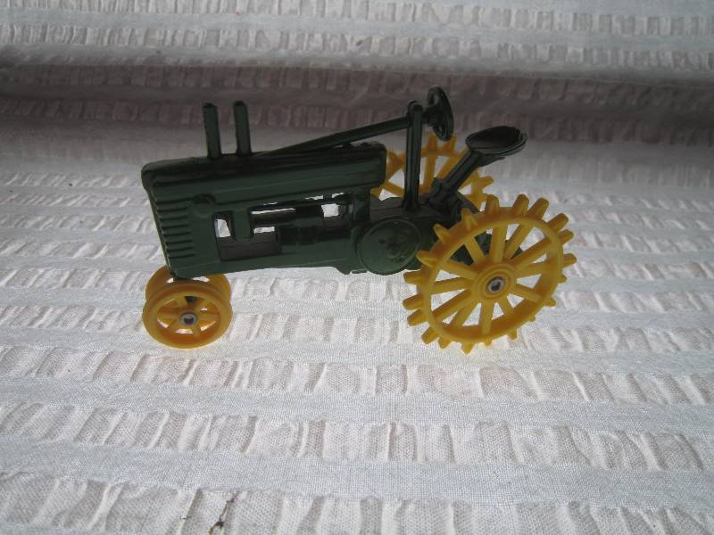 Green metal tractor
