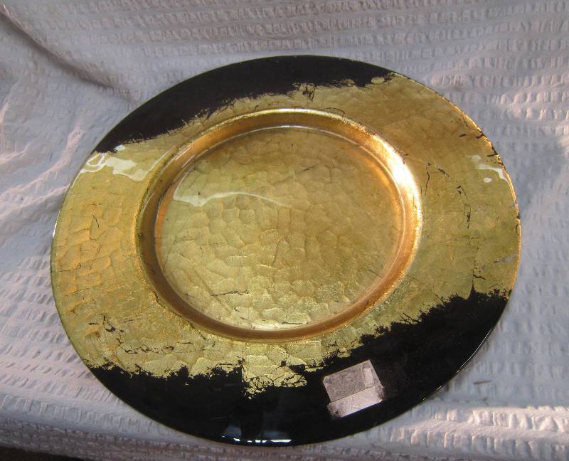 Black and Gold Glass plate