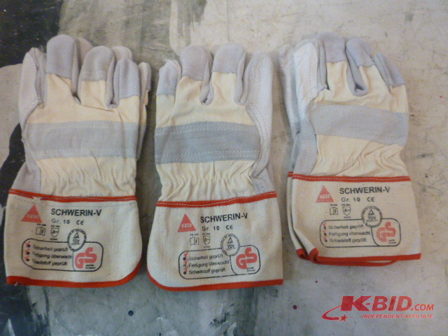 3 Pairs LeatherCloth Work Gloves