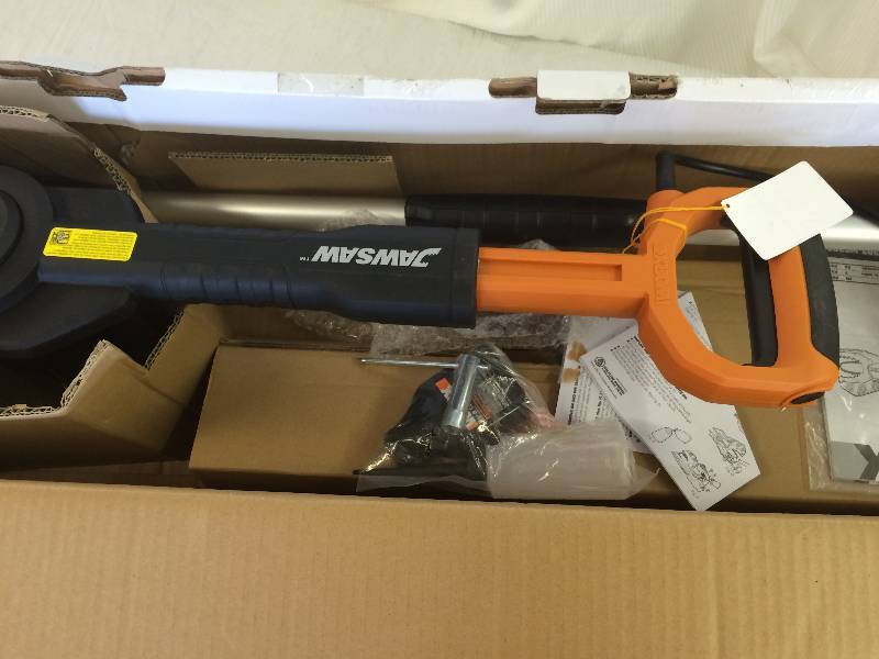 lot 99 image: Brand new WORX WG308 6-Inch 5-Amp Electric JawSaw with Extension Handle retail $159