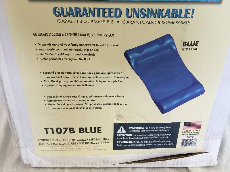 lot 100 image: SwimWays Aqua Hammock Swimming Equipment, Blue retail on amazon $69