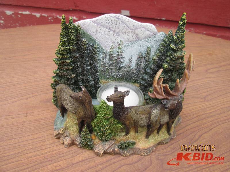 Holiday deer and forest votive hold...