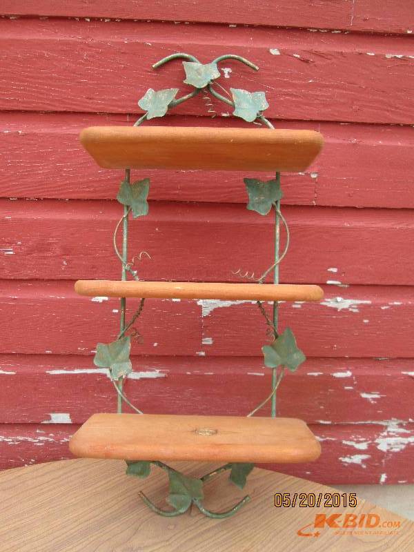 3-tier wooden shelf with ivy accent...