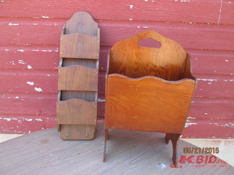 Wooden magazine rack and mail rack...